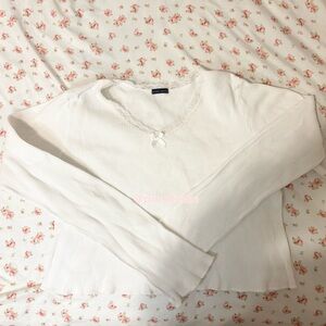 Brandy Melville Cream Lace Trim Top